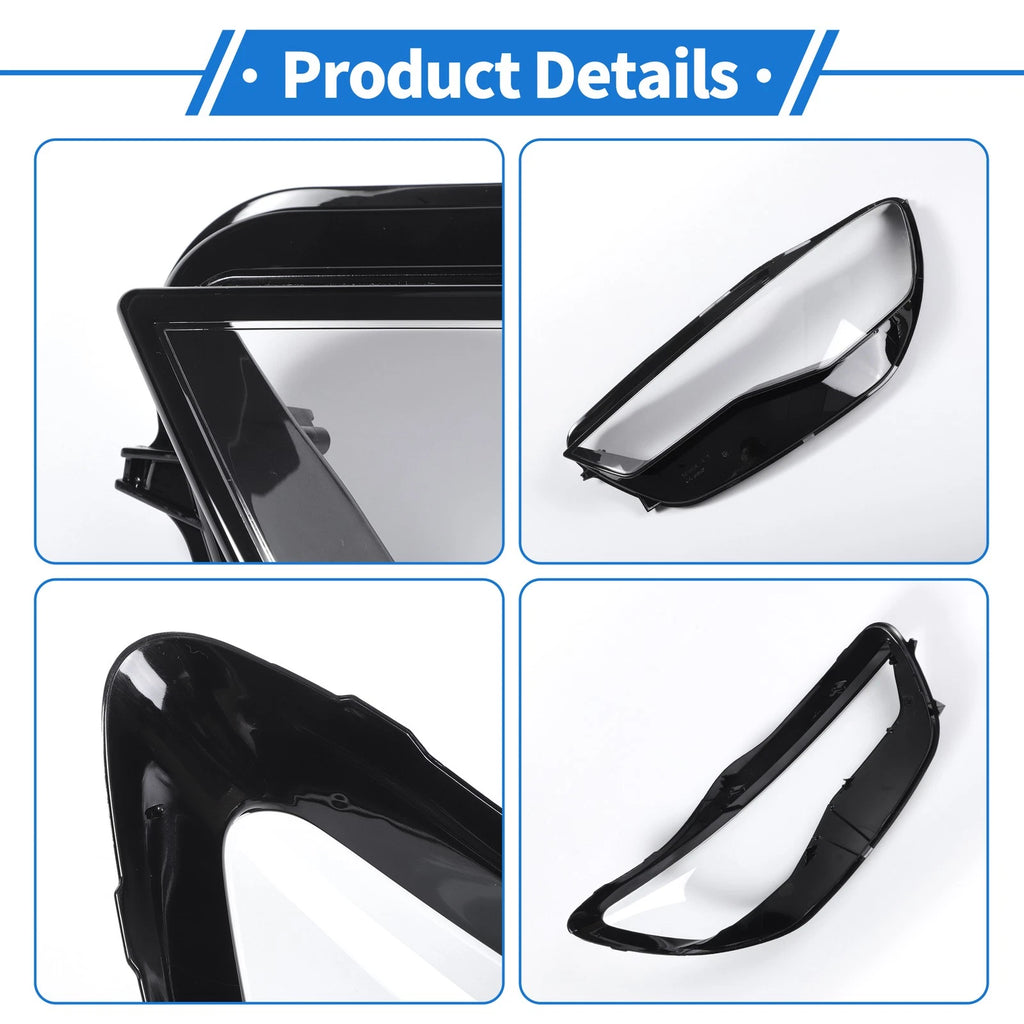 1 Pc Headlight Lens Cover for Audi A6 (2016–2018) Black Clear