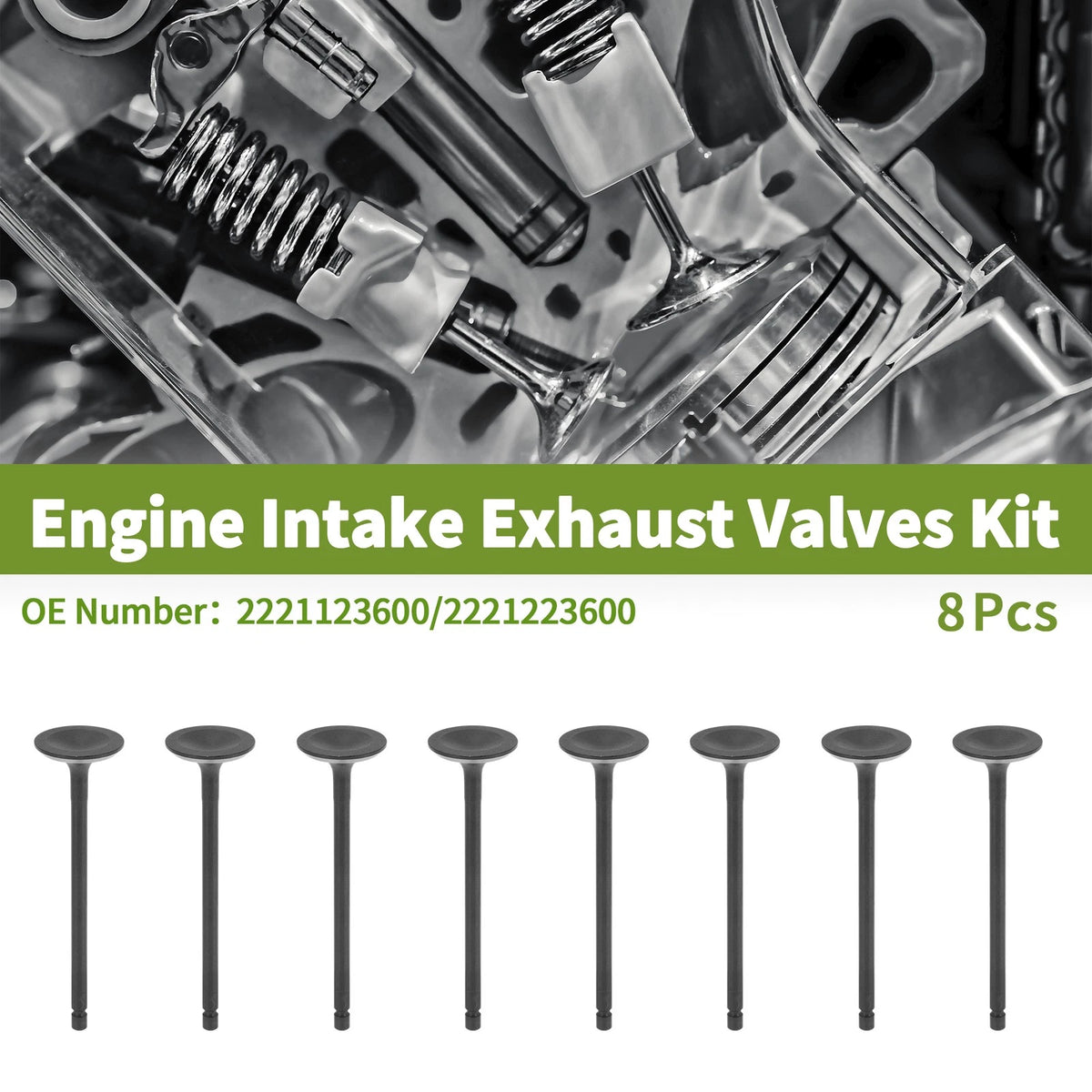 8 Pcs Engine Intake Exhaust Valves Kit for Hyundai Elantra (2011–2016)