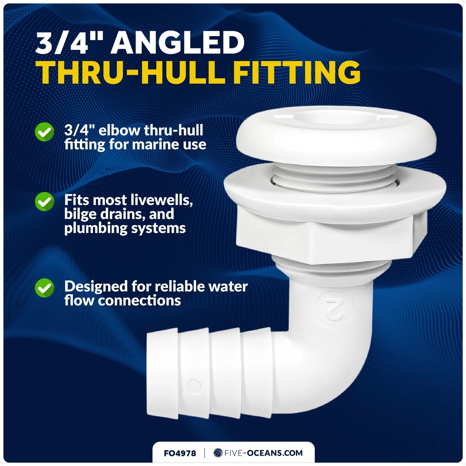 3/4" Angled Thru-Hull Fitting for Boat & Pontoon (FO4978)