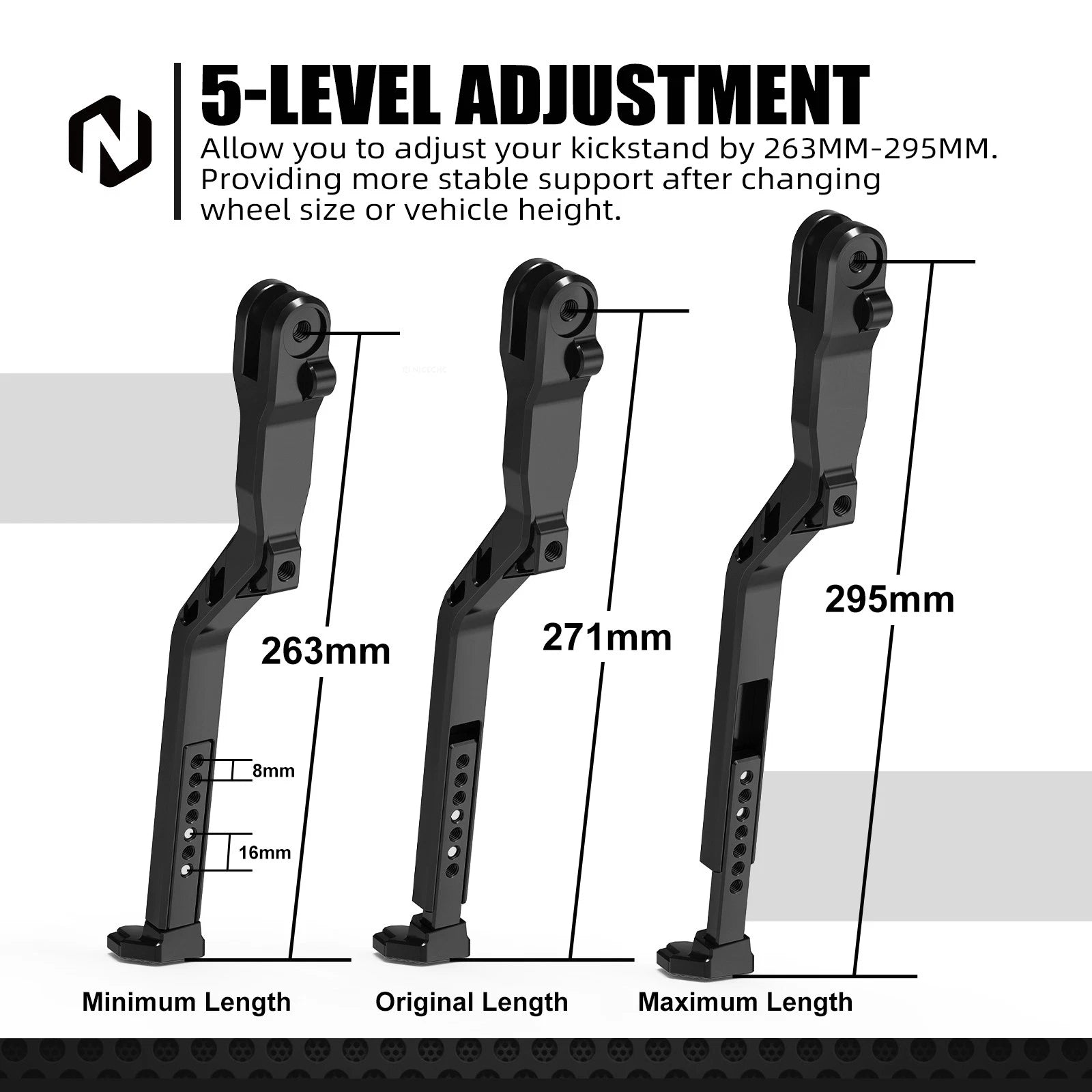 CNC Adjustable Foot Side Kick Stand for Sur Ron Light Bee (2019–2023)