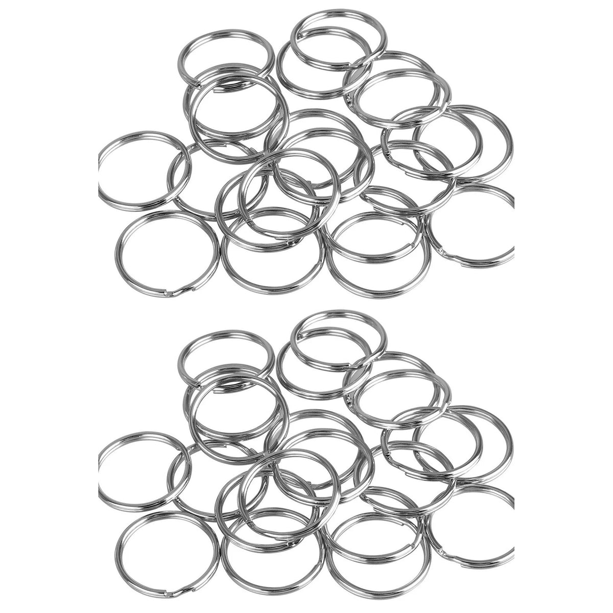 Set of 100 Silver Flat Key Rings Metal Split Ring 1" for Keys
