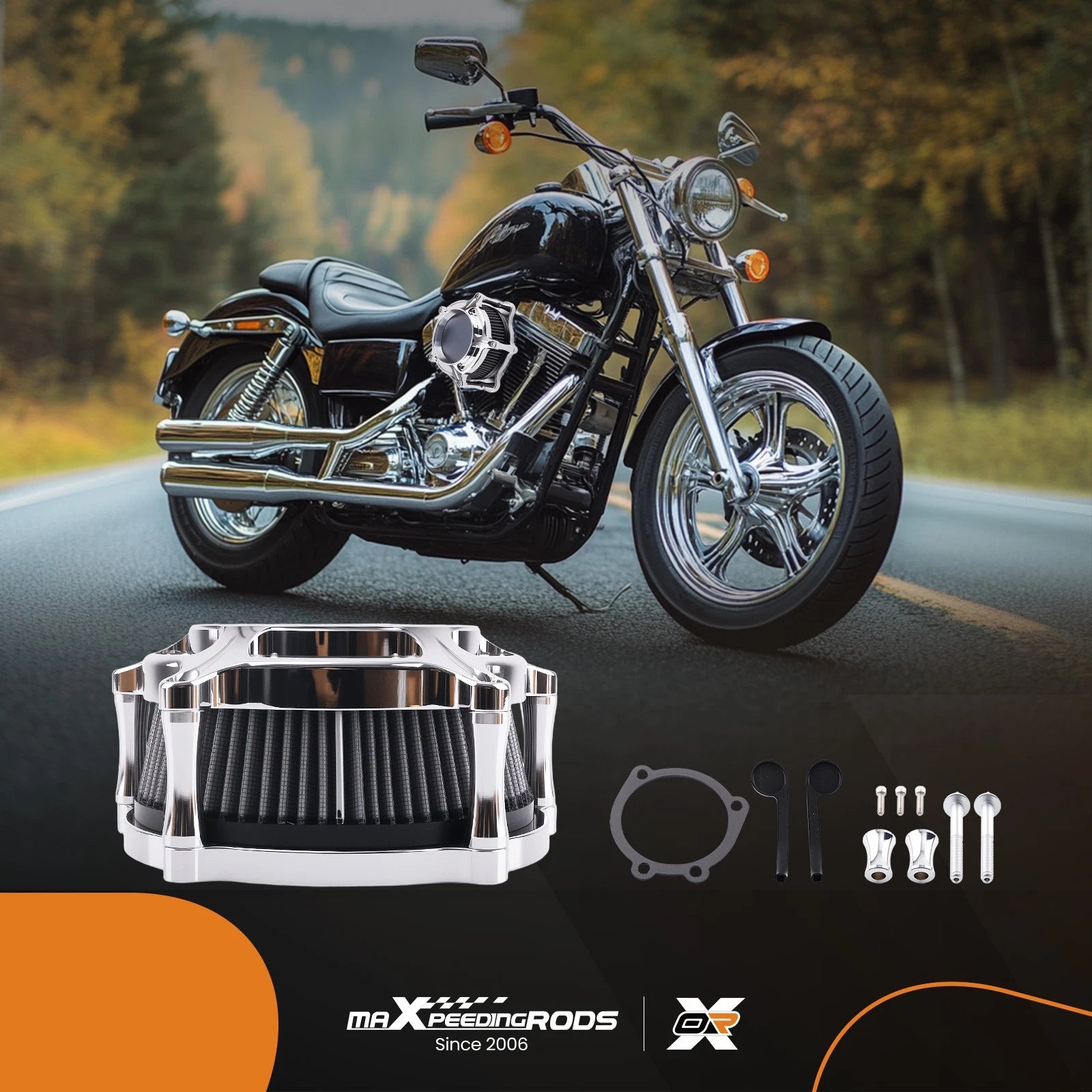 Air Cleaner Filter Intake Kit Chrome for Harley Touring Models (2000–2007)
