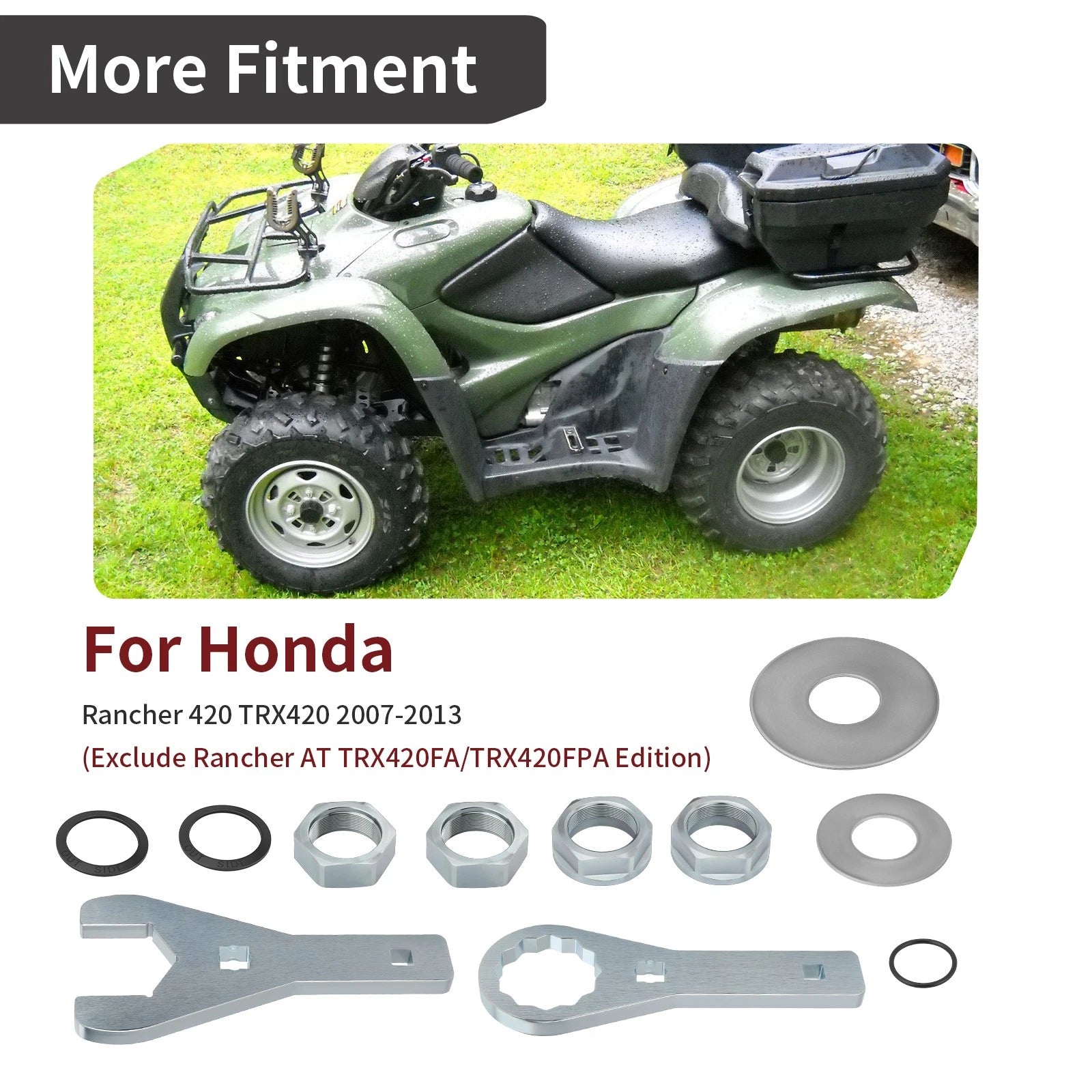 Set of 2 Axle Nut Wrench Tool + Washer Seal for Honda Rancher 420 (2007–2013)
