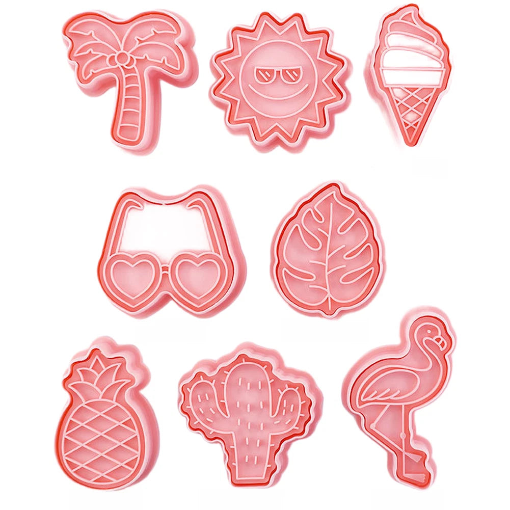 Set of 8 Summer Theme Biscuit Cutters for Kitchen Baking Tools