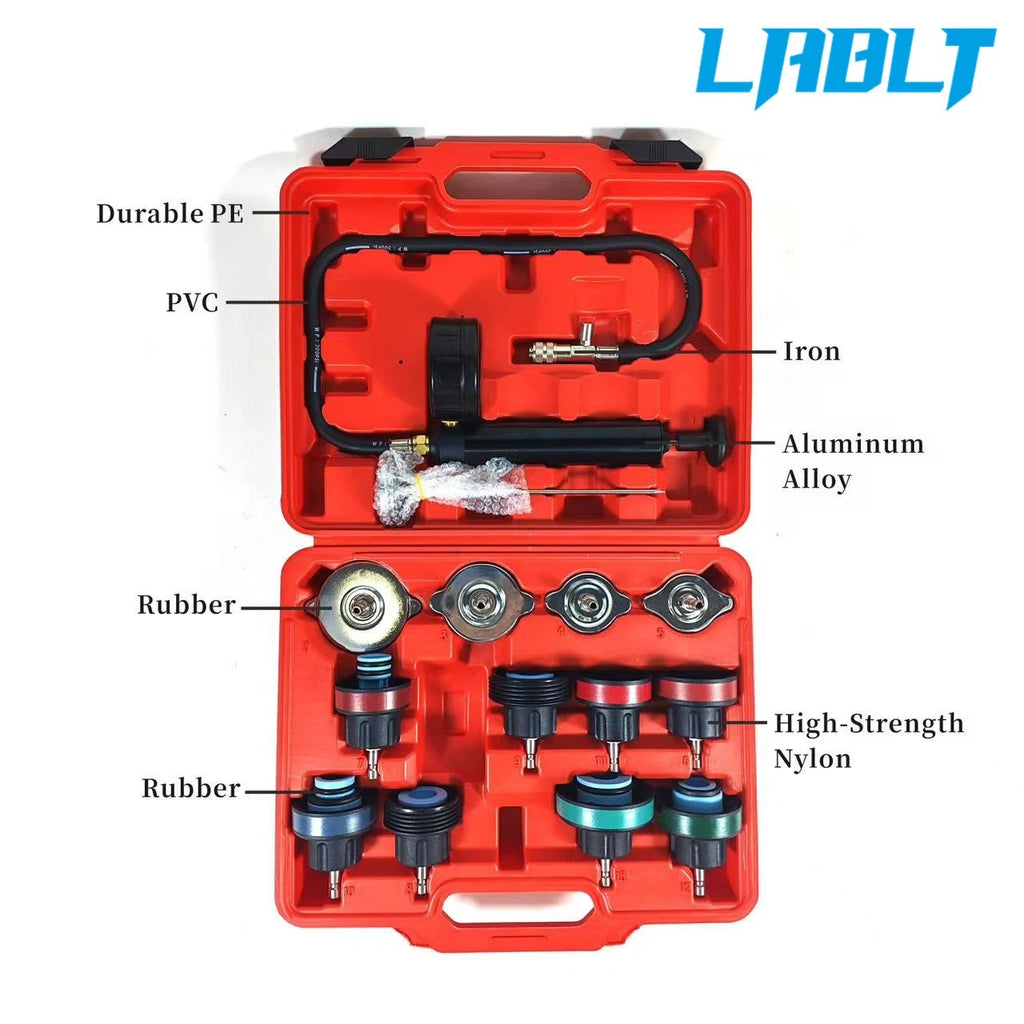 14PCS Coolant Radiator Pressure Tester for Cooling System Leak Detection