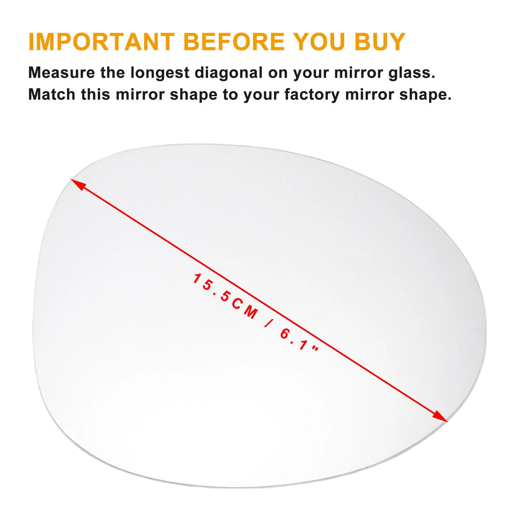 Right Side Heated White Mirror Glass for Renault Twingo (1996–2006)