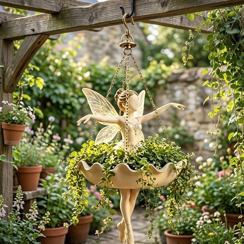 Resin Hanging Flower Basket with Metal Chain for Easy Installation