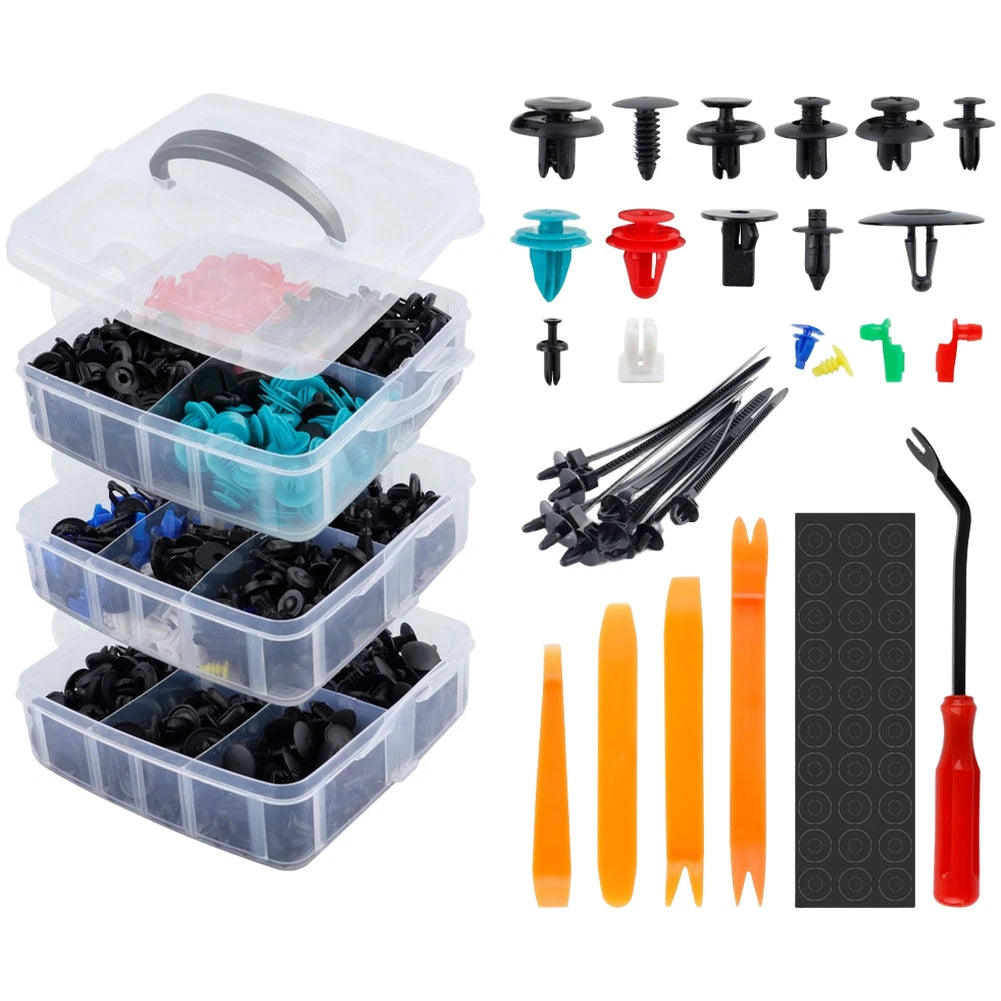 725PCS Car Trim Fastener Remover Kit Nylon Bumper Panel Clips for Auto Use