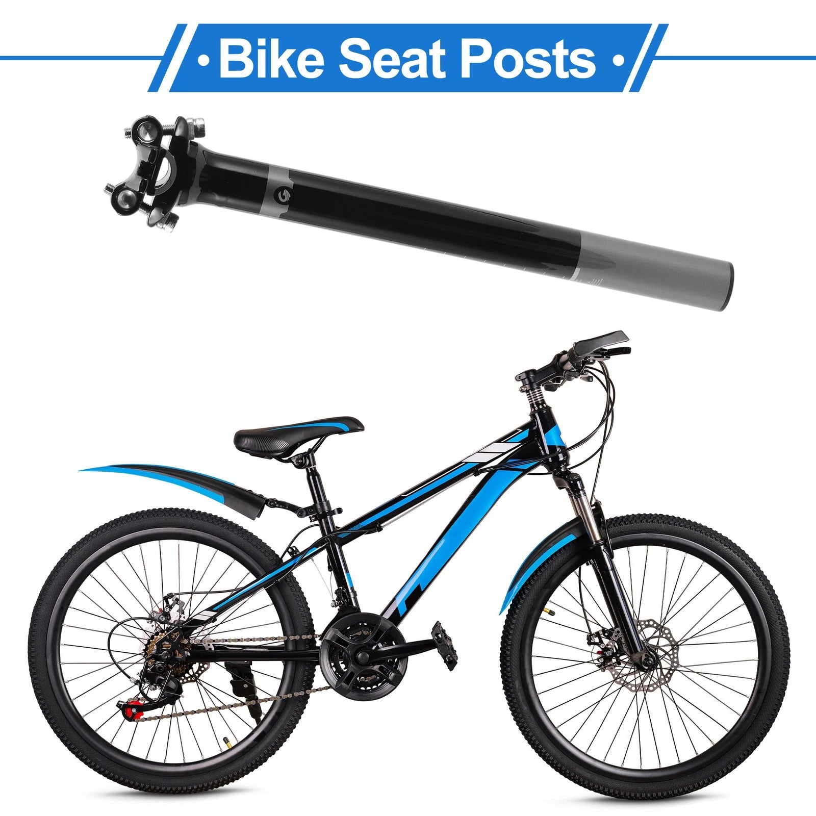 Bike Seat Posts 27.2x300mm Adjustable Saddle Angle for Universal Fit 27.2mm (2005–2026)