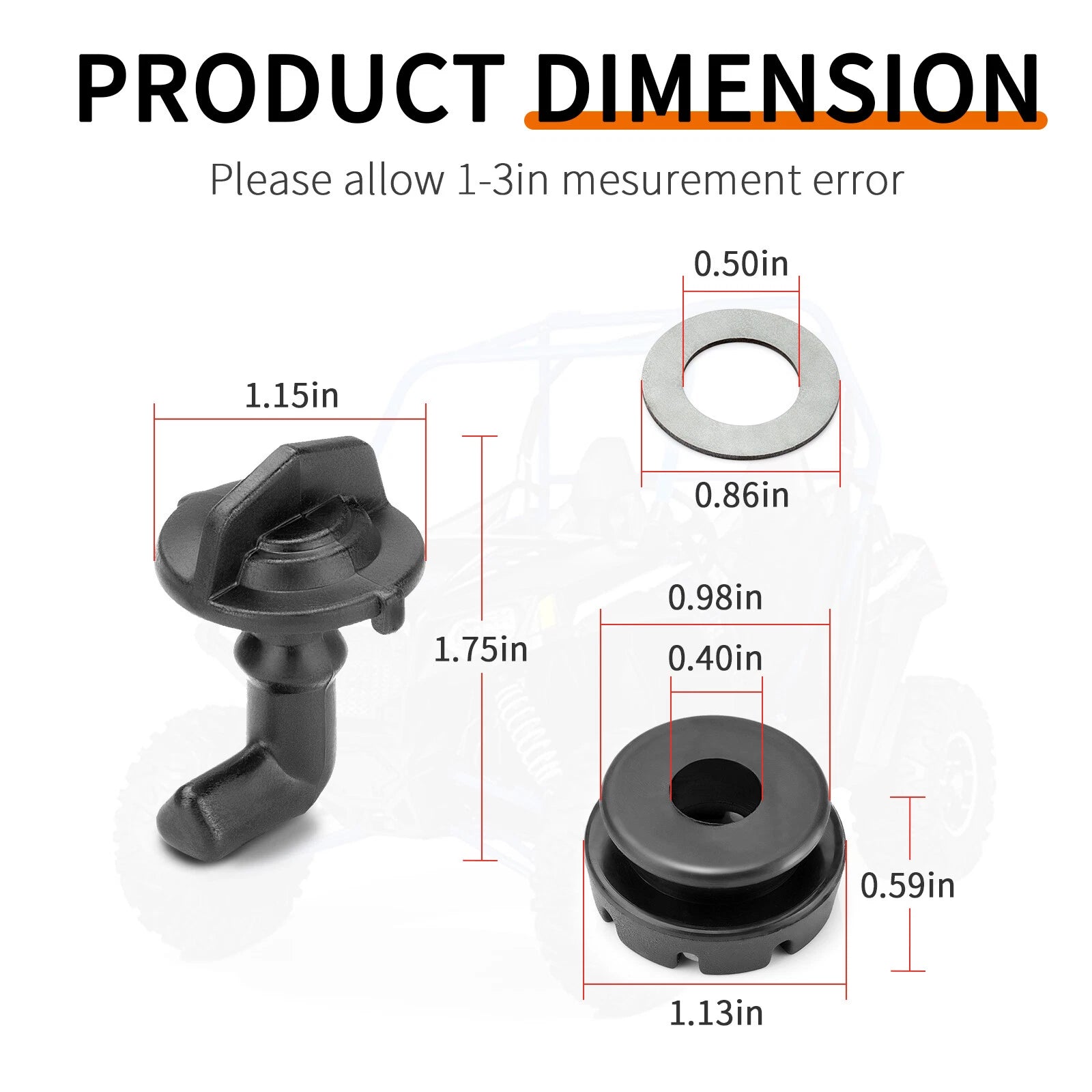 Hood Latch Toggles + Grommets Washer Kit for Polaris RZR 900 (2015–2020)
