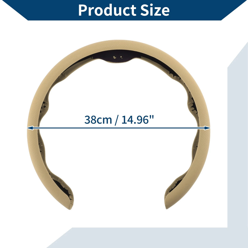 PU Artificial Leather Steering Wheel Cover for Universal Vehicles (14.96")