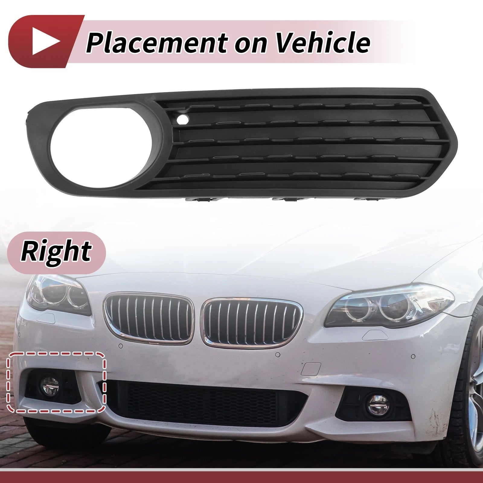 Front Right Fog Light Grill Replacement for BMW F20 (2011–2015) Black