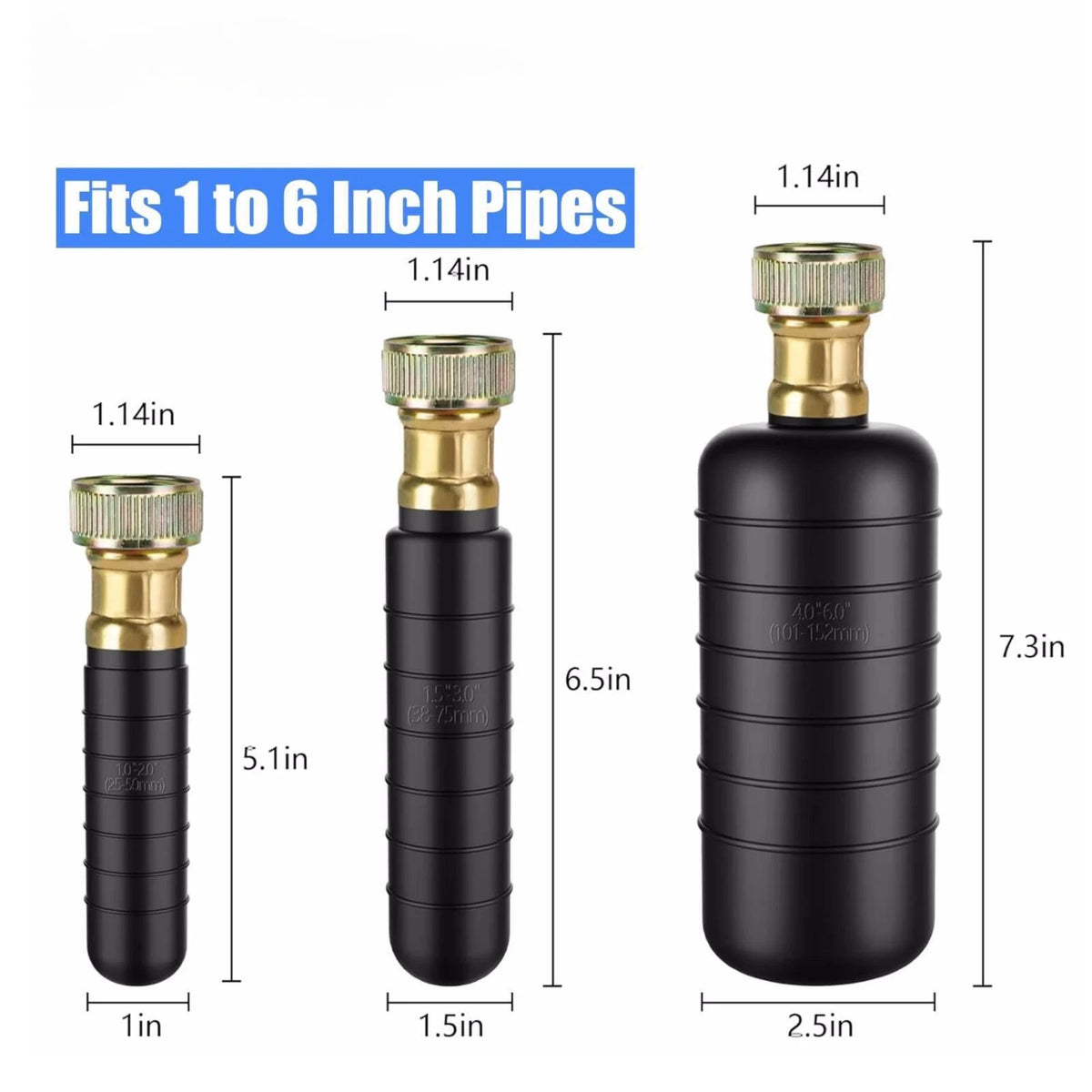 3 Pcs Rubber Drain Cleaning Bladders for Universal Use (1-6 Inches)