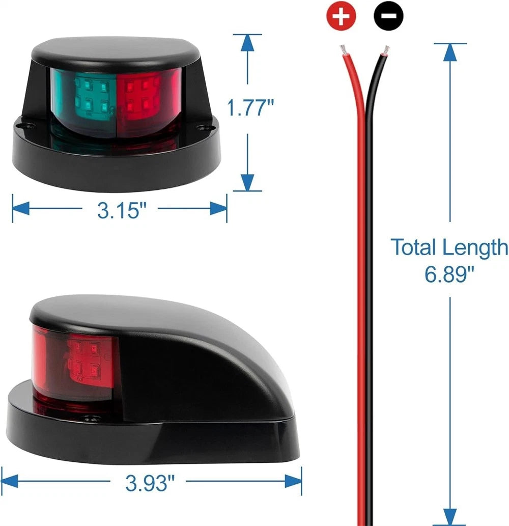 LED Navigation Lights for Boat (Red-Green)