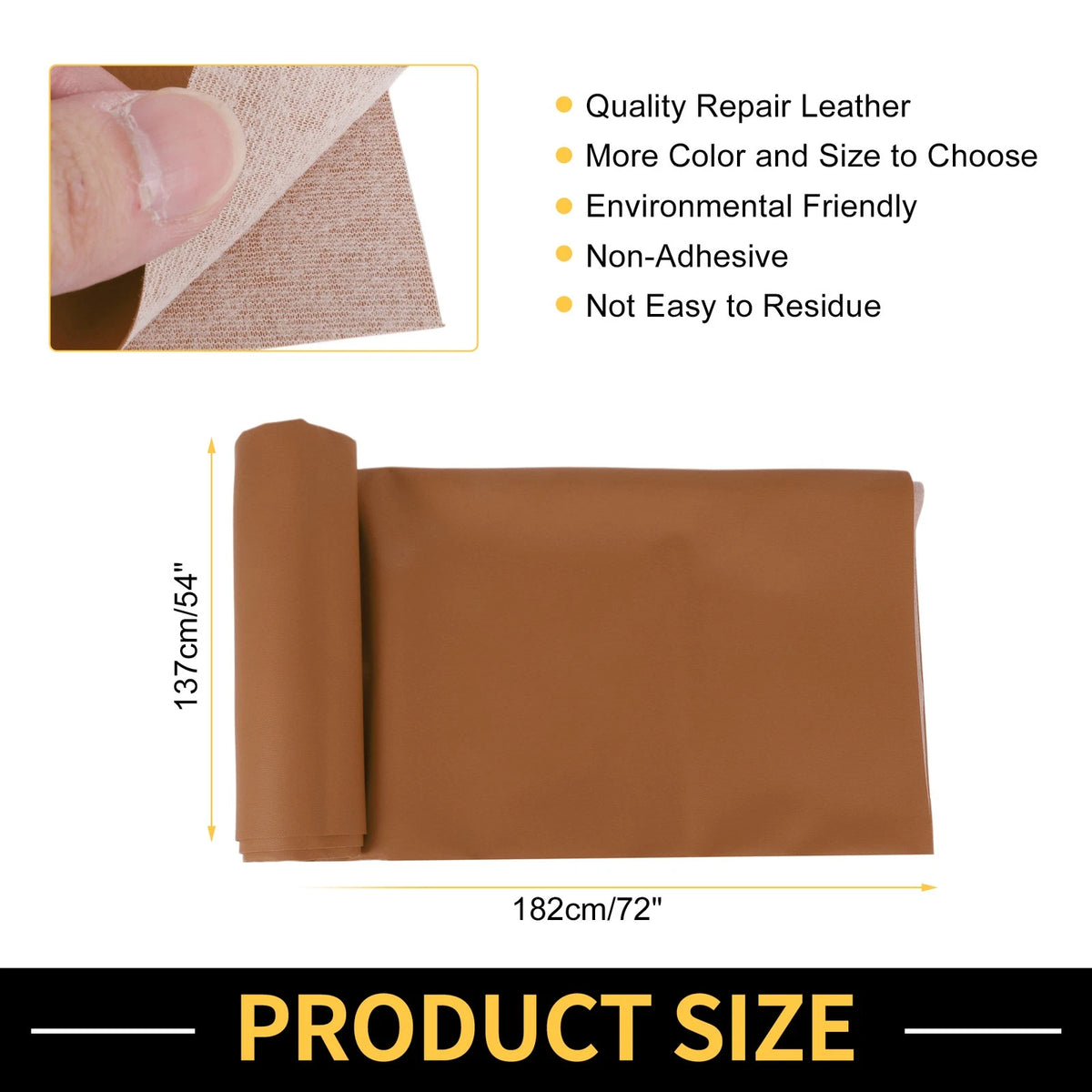 Leather Repair Patch for Car Seat Sofa Trim (72" x 54", Brown)