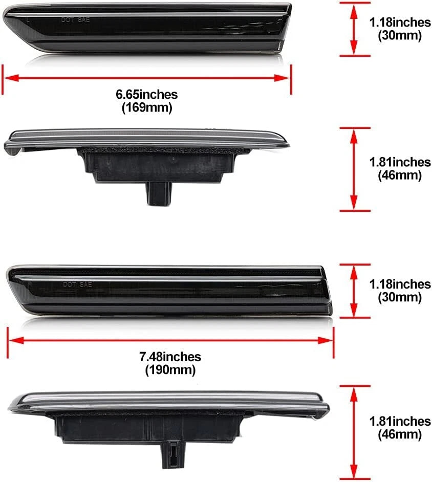 4X Smoked LED Side Marker Light for Acura TL (2004–2008) Amber + Red