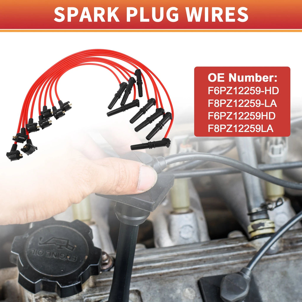 8 Pc Spark Plug Wire Ignition Coil Cable Set for Ford Crown (2005–2008)