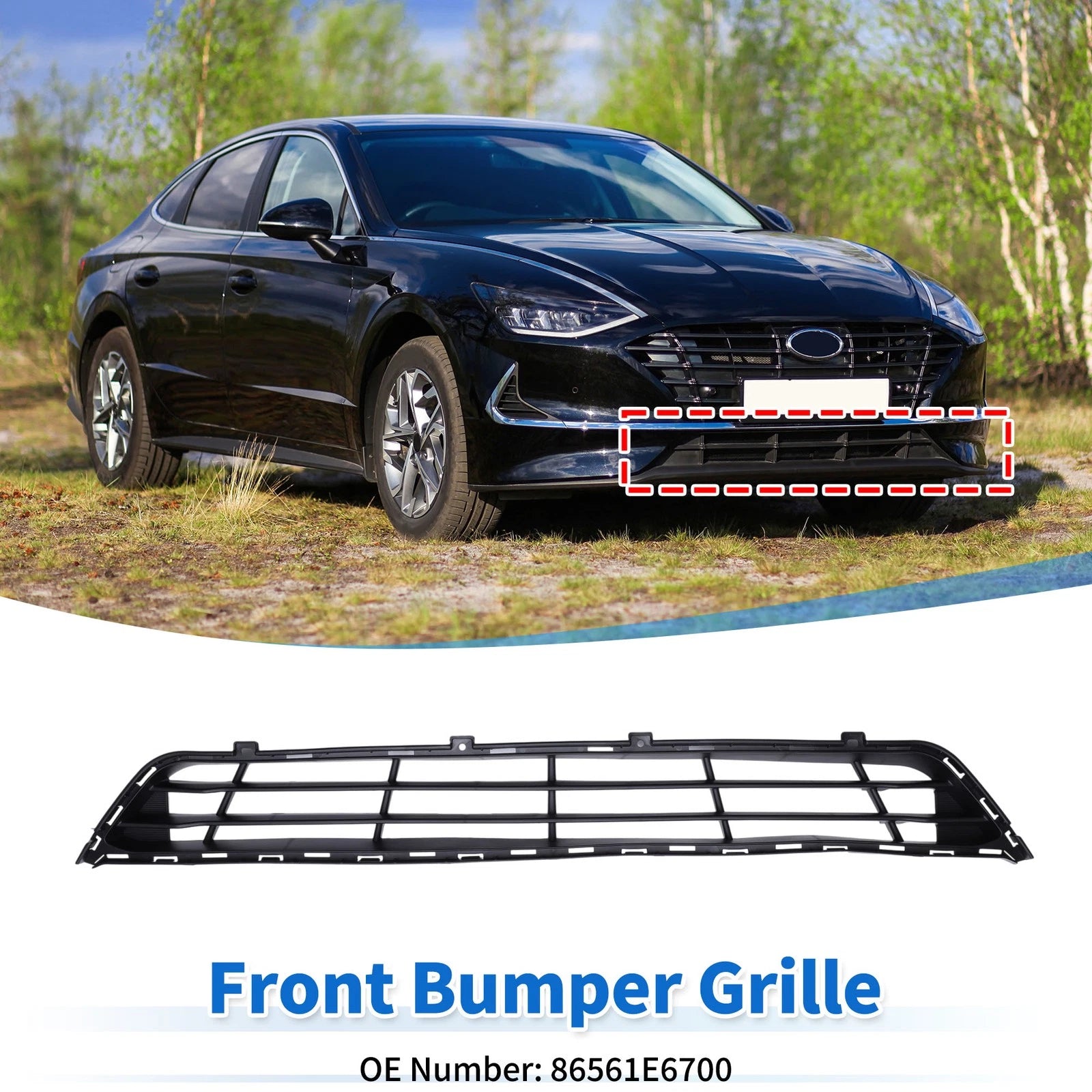 Lower Grille Front Bumper Grille Replacement for Hyundai Sonata (2018–2019)
