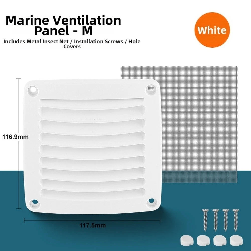 Square Louvered Air Vent Grille Cover for RV Boat (White ABS)