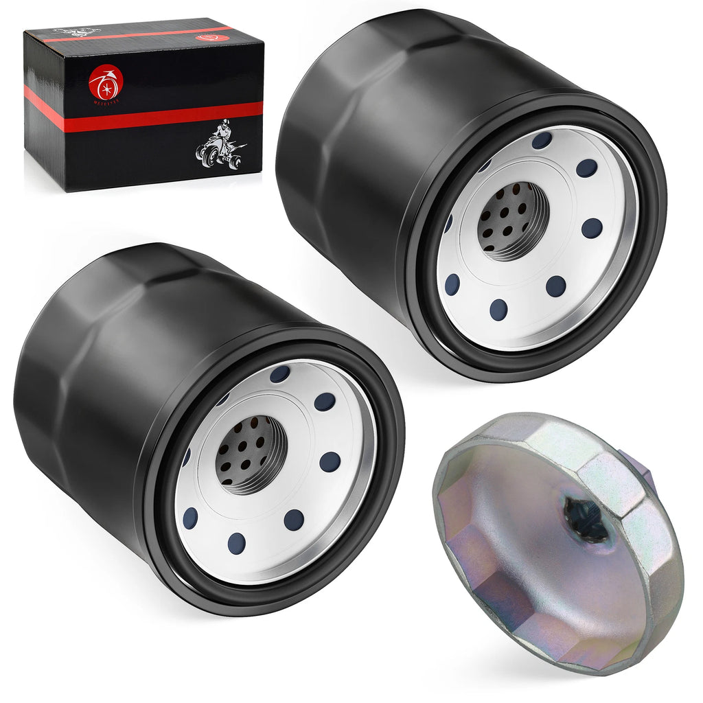 2 Oil Filters & Wrench Tool for Kawasaki KAF450 KAF540 Mule 1000 (2010–2030)