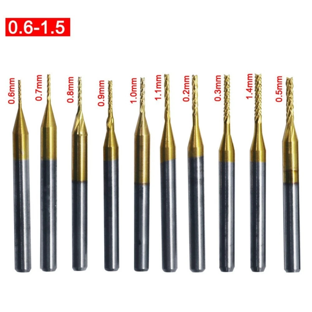 10-Piece PCB Milling Cutter Drill Bits Set for Circuit Board Drilling