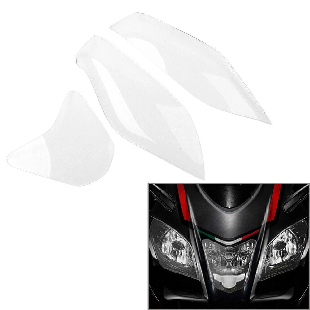 3 Pcs New Front Headlight Guard Shield Screen Lens Cover For Aprilia RSV4 11-14
