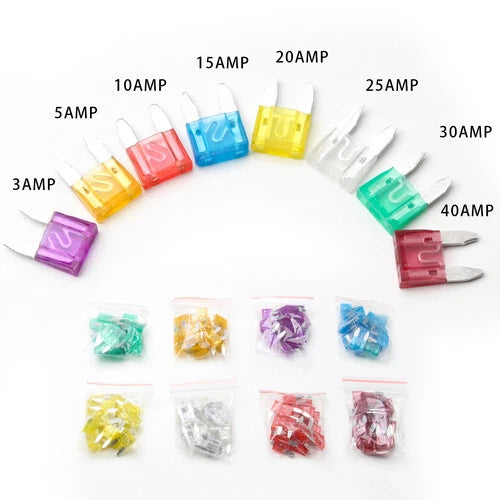160pcs Mini Blade Fuse Set for Auto (3A, 5A, 10A, 15A, 20A, 25A, 30A, 40A)