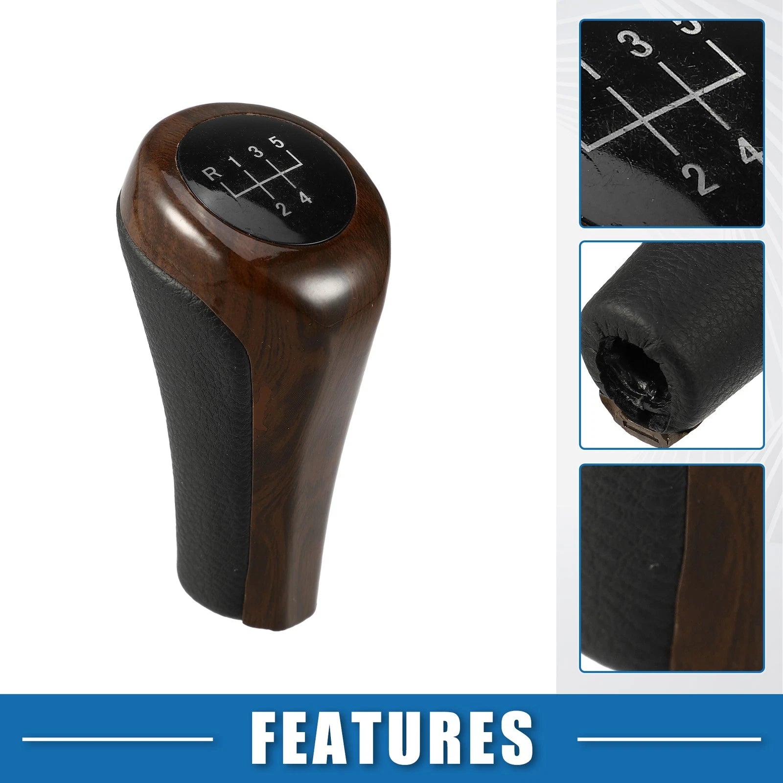 Automatic Transmission Gear Shift Knob 5 Speed for BMW Black Red Wood (2005–2013)