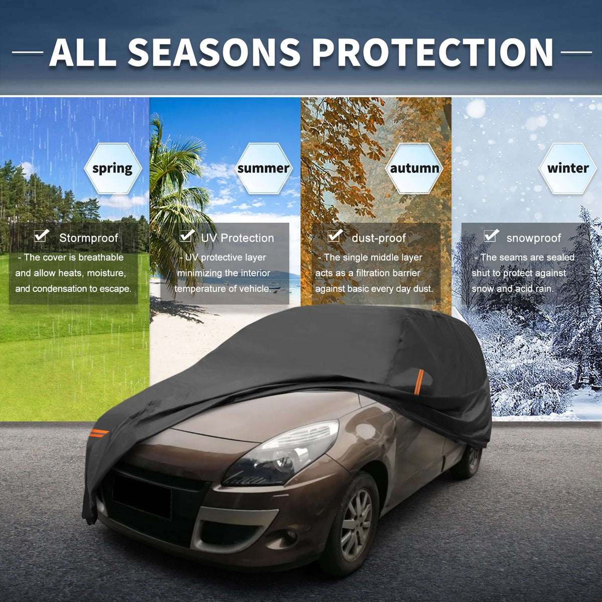 Waterproof Car Cover for Renault Scenic (2003–2023) with Zipper