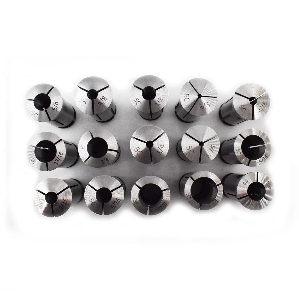 15 Pc 5C Round Collet Set 1/8"-1" for Lathe (Precision)