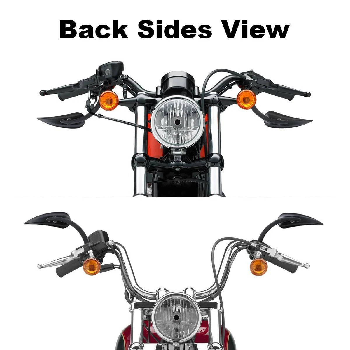 8mm Black Rear-View Mirrors for Harley Heritage Softail Classic Dyna