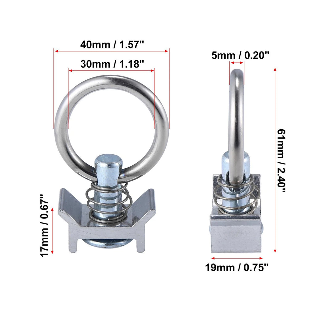 L Track Tie Down Anchor with Round Ring Single Stud for Trailer Trucks 8pc (—)