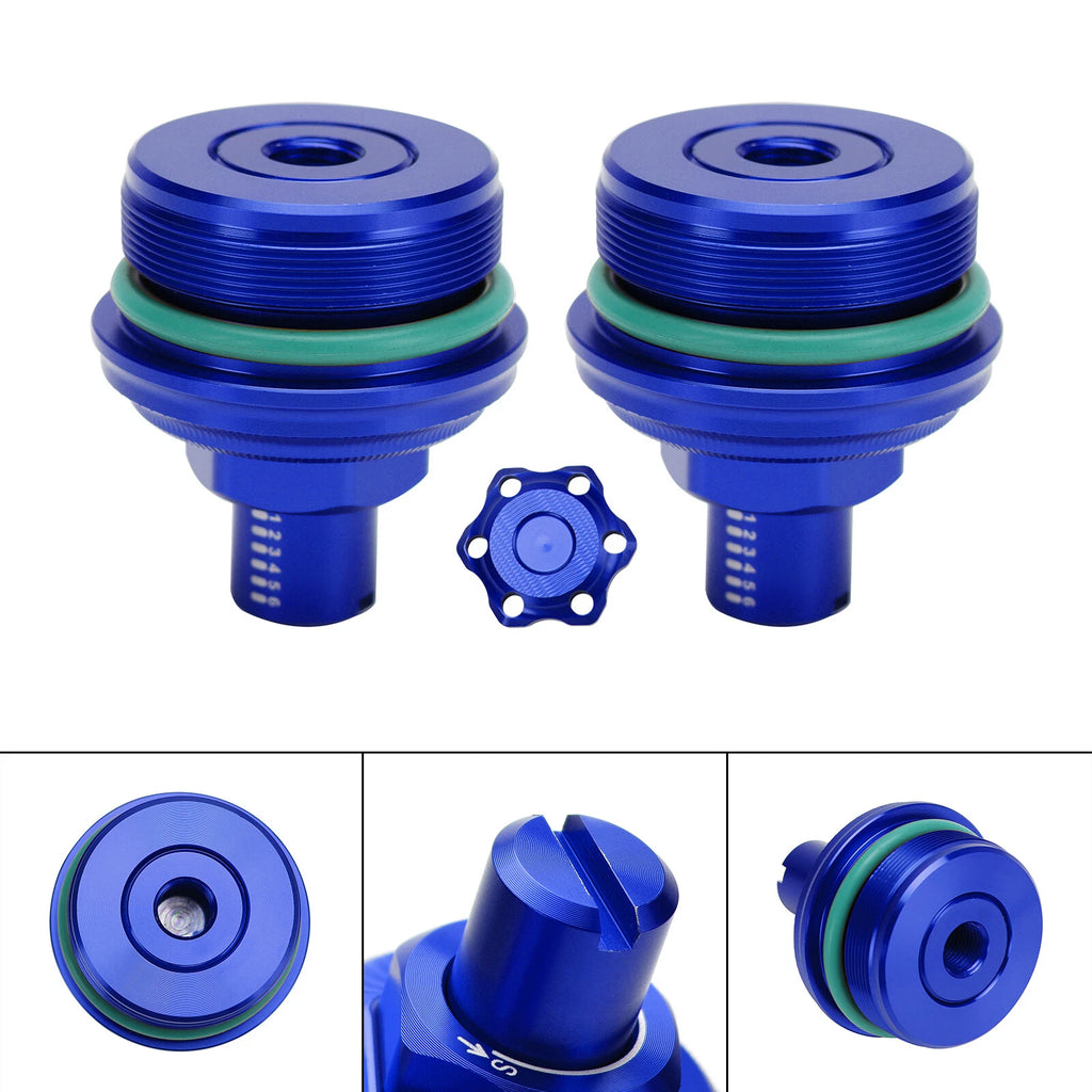 2X Fork Bolt Preload Adjuster Cap Screw Blue for Yamaha MT-03 (2019–2023)