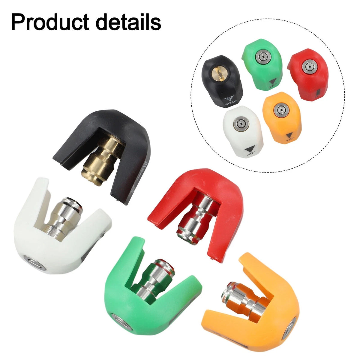 5pcs Pressure Washer Nozzle Tips Set for Easy Spray Pattern Switching