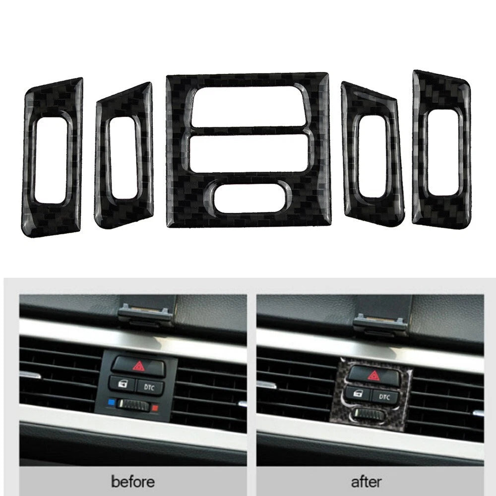 Carbon Fiber Central Air Vent Outlet Trim for BMW E90 E92 E93 (2007–2013)