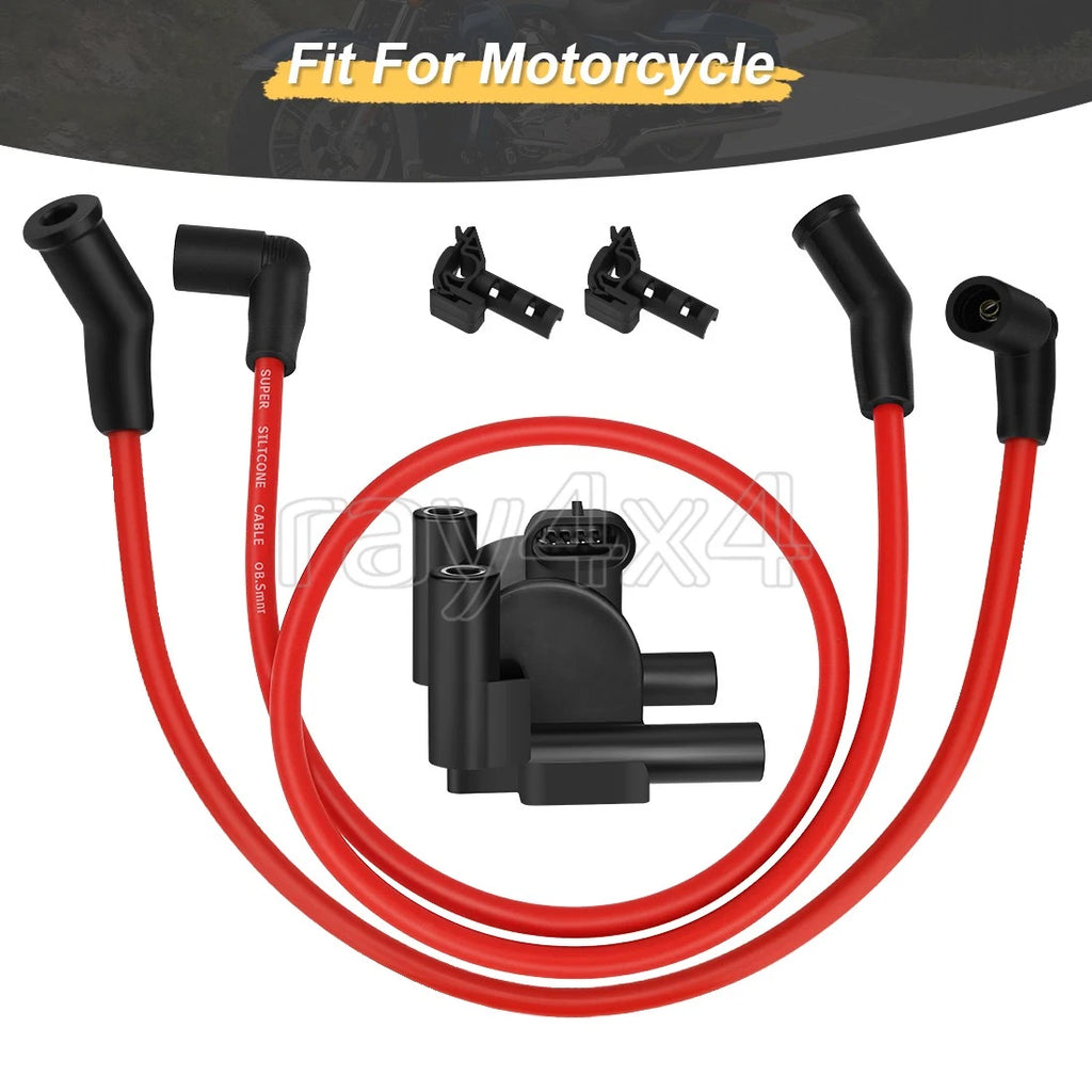 Ignition Coil w/ Spark Plug Wire Cap for Harley FXD (2000–2017)