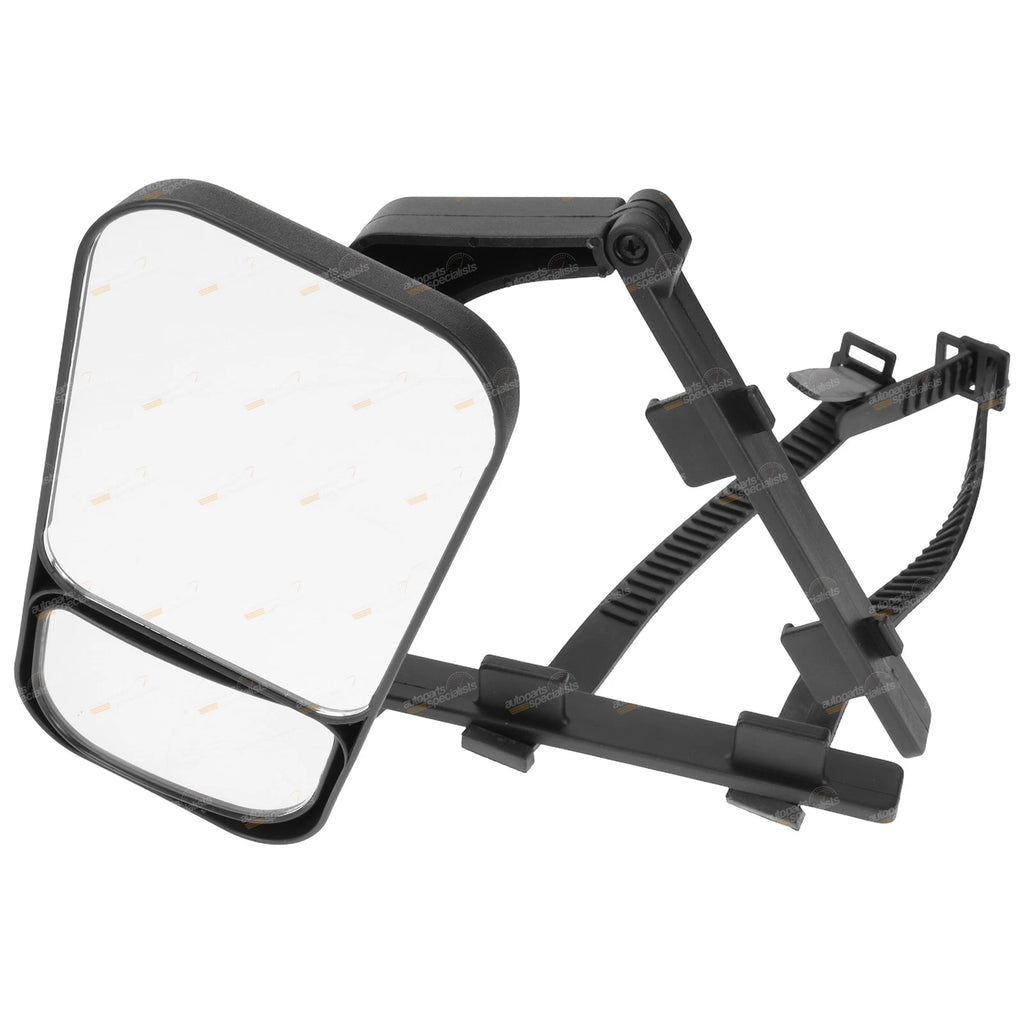 Towing Mirror for Caravan Trailer (Adjustable, Clip On, Double Head Lens)