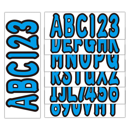Set of 4 Blue Decals A-Z & 0-9 for Boat Registration Stickers