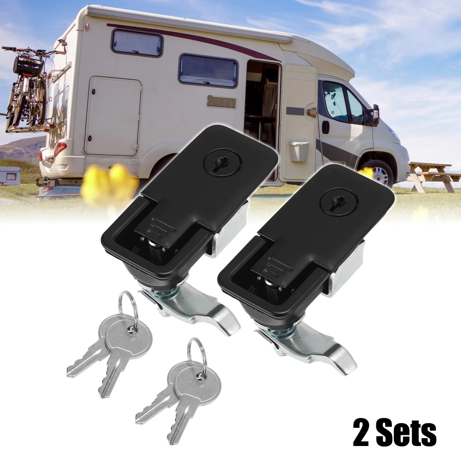 Paddle Latch Compression Lock Kit with Keys for Truck RV Tool Box (2 Pack)