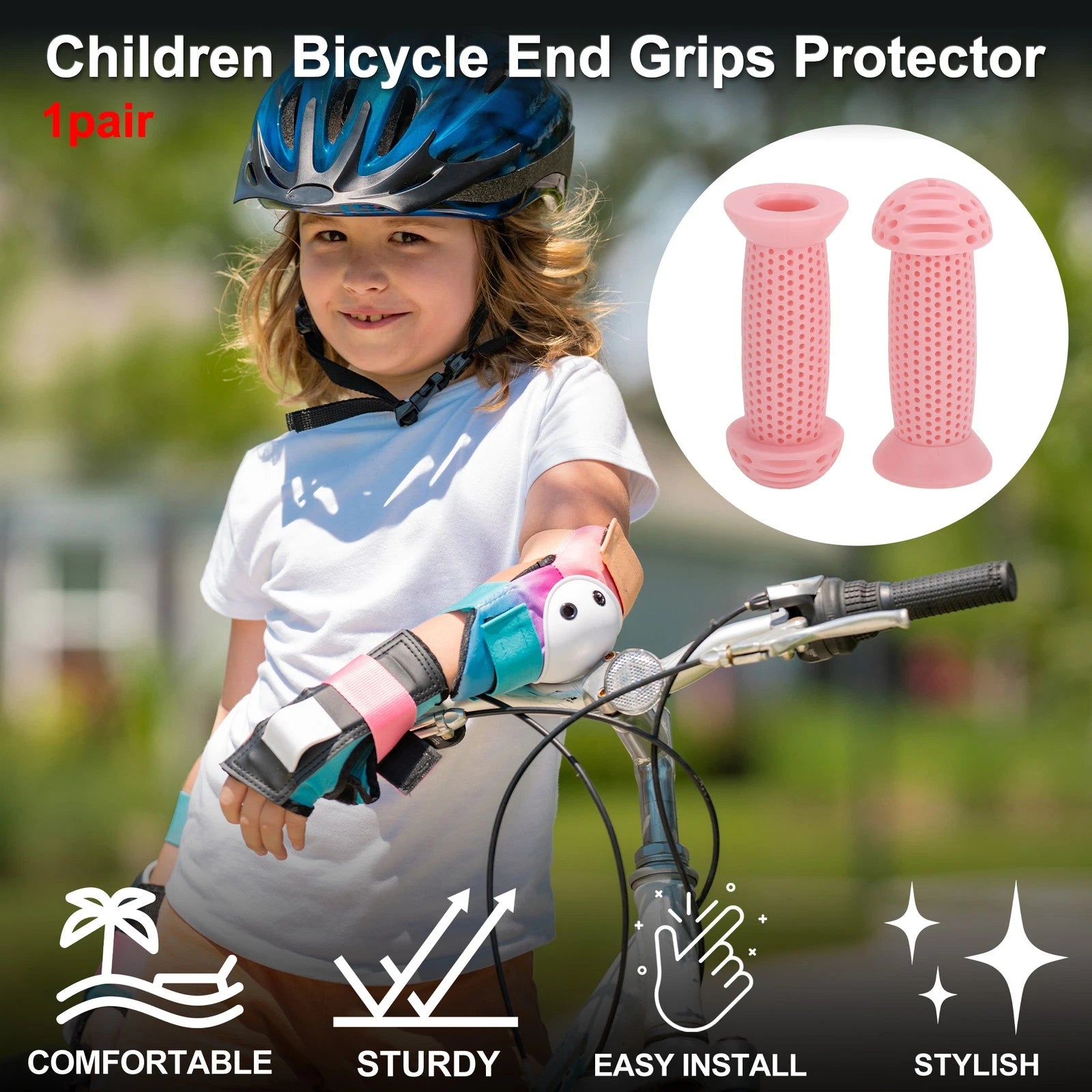 Handlebar Grip Cover 100mm Soft MTB End Grips Protector for Pink (1 Pair)