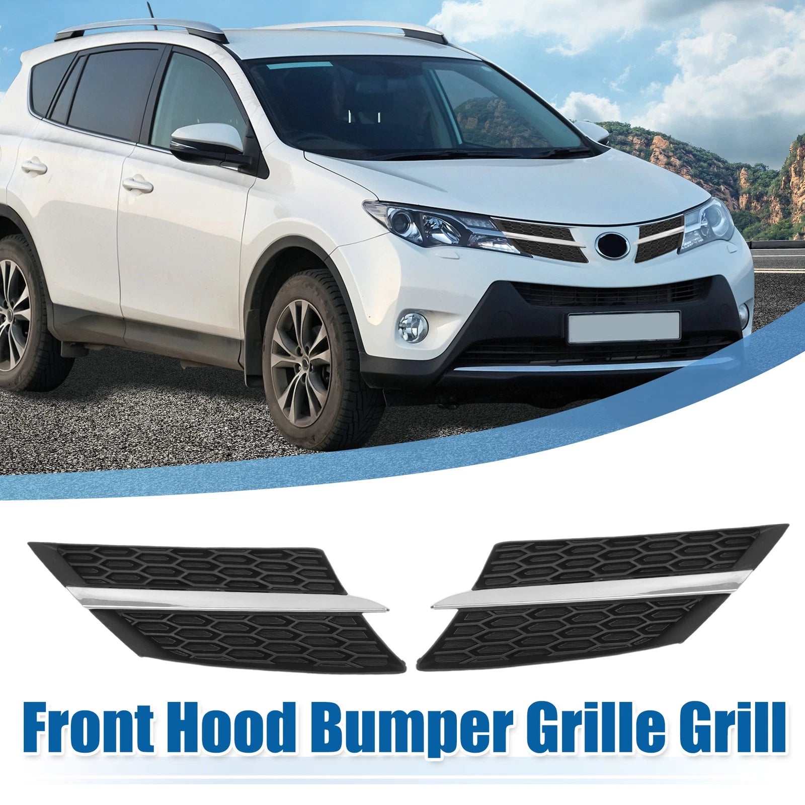 Front Hood Bumper Grille Pair Replacement for Toyota RAV4 (2013–2015)