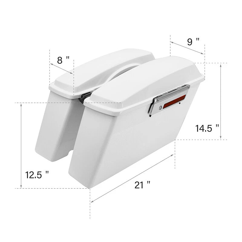 White Hard Saddlebag & Conversion Bracket for Harley Softail Fatboy (1984–2017)