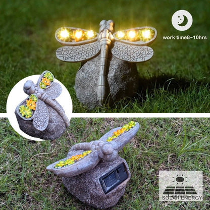 Solar Light Dragonfly Sculpture for Garden Decor