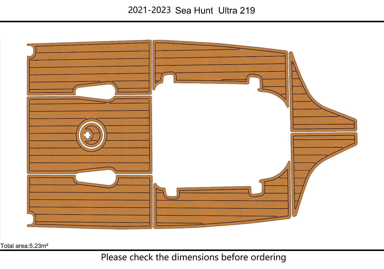 EVA Foam Faux Teak Deck Flooring for Sea Hunt 219 Ultra (2021–2023)