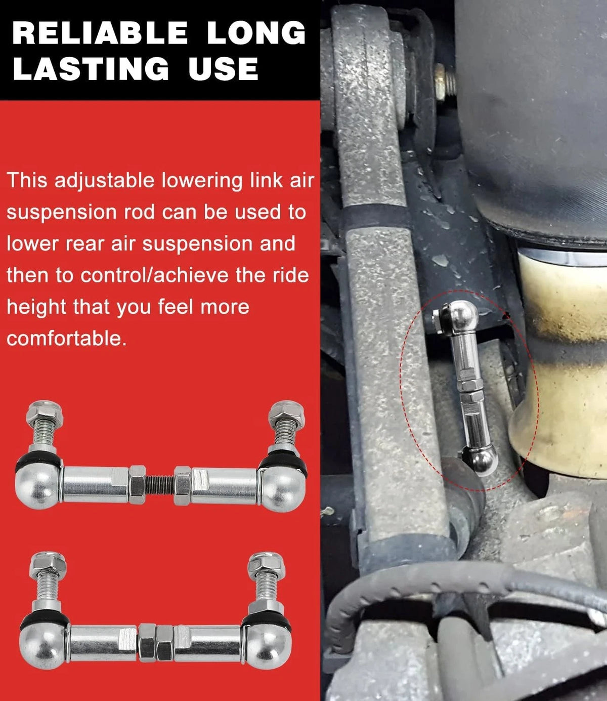 Adjustable Lowering Link for BMW Touring F11, E61, E39, X5, X6 (2000–2023)
