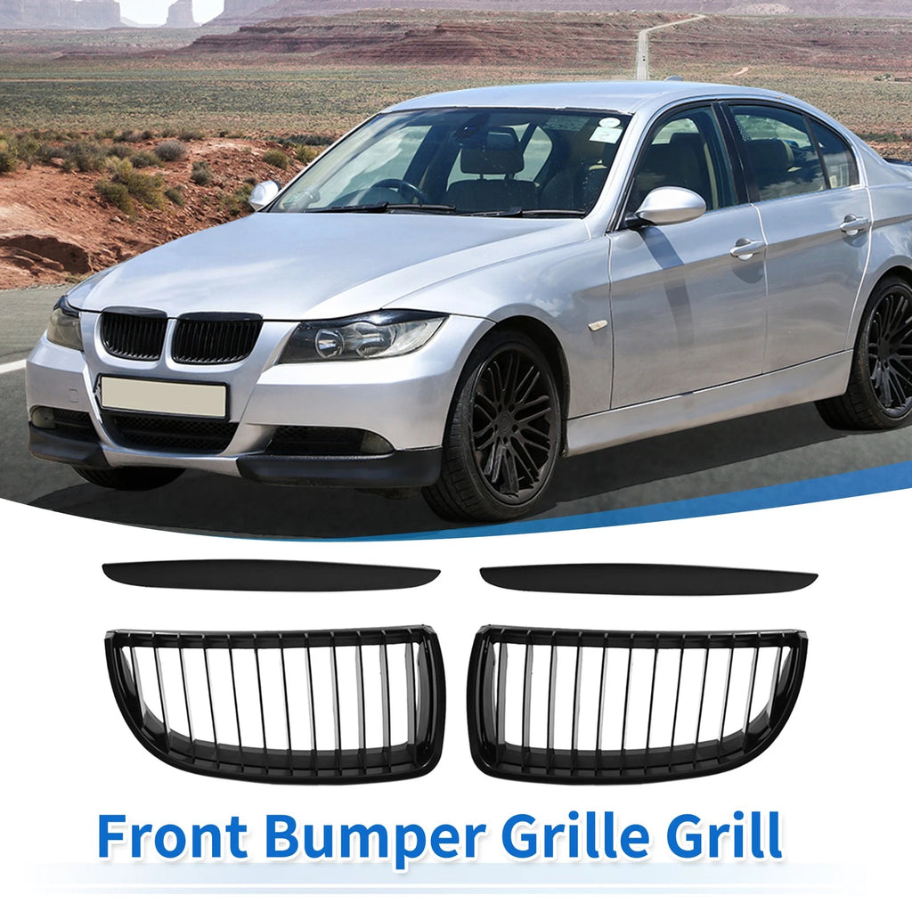 Front Hood Bumper Grille for BMW 325i E90 (2006–2011) Black Pair