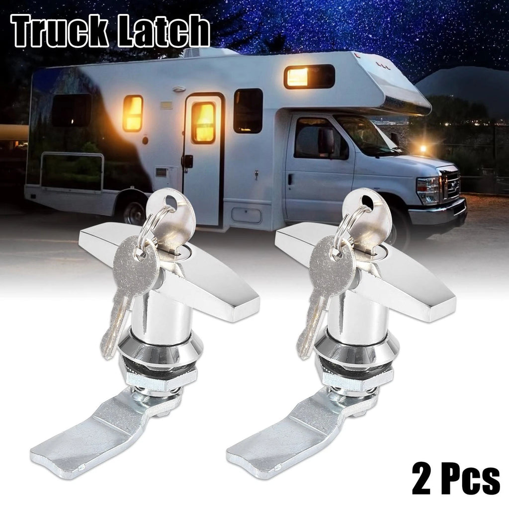T Handle Door Lock Latch with Keys Replacement for RV Truck Trailer Box (—)
