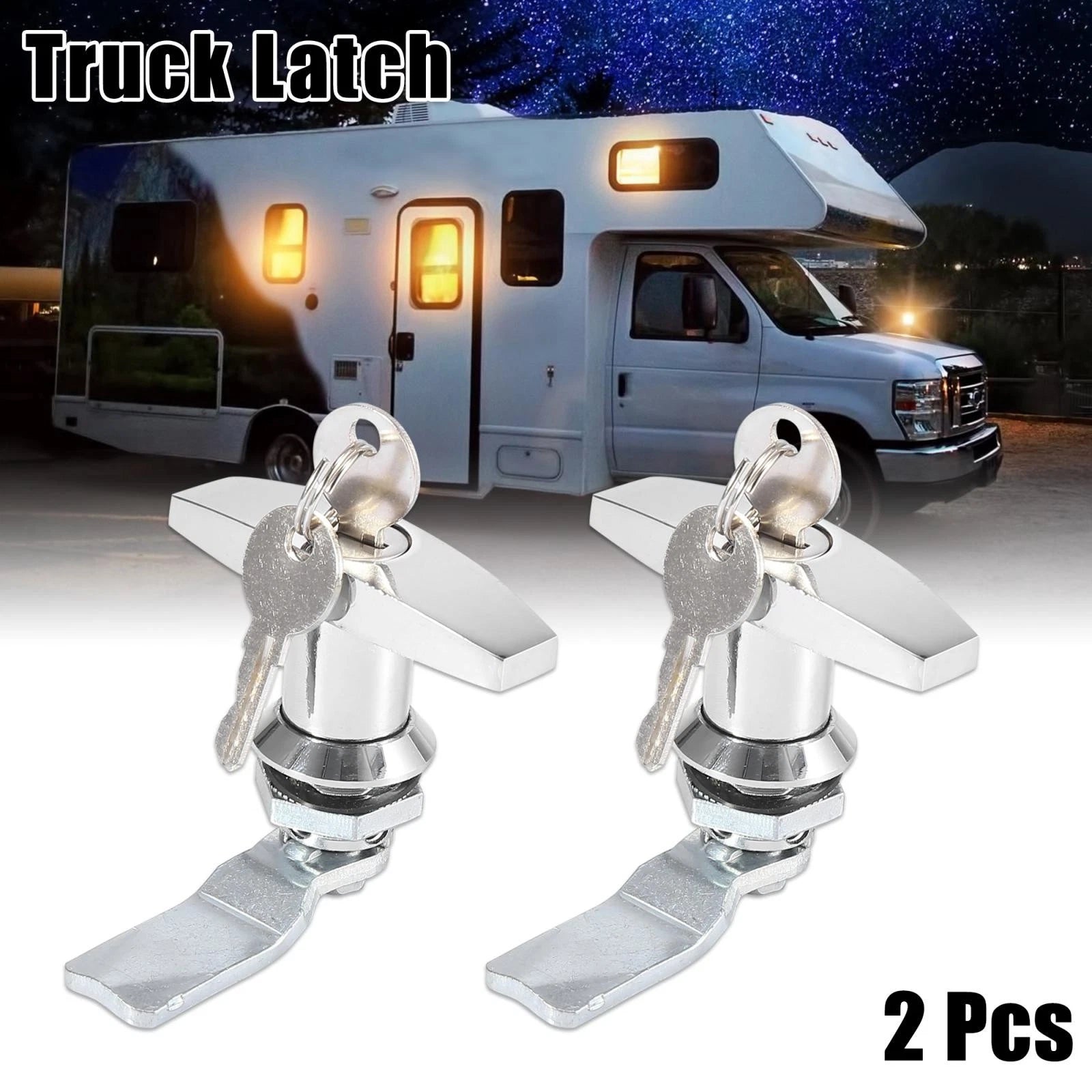 T Handle Door Lock Latch with Keys Replacement for RV Truck Trailer Box (—)