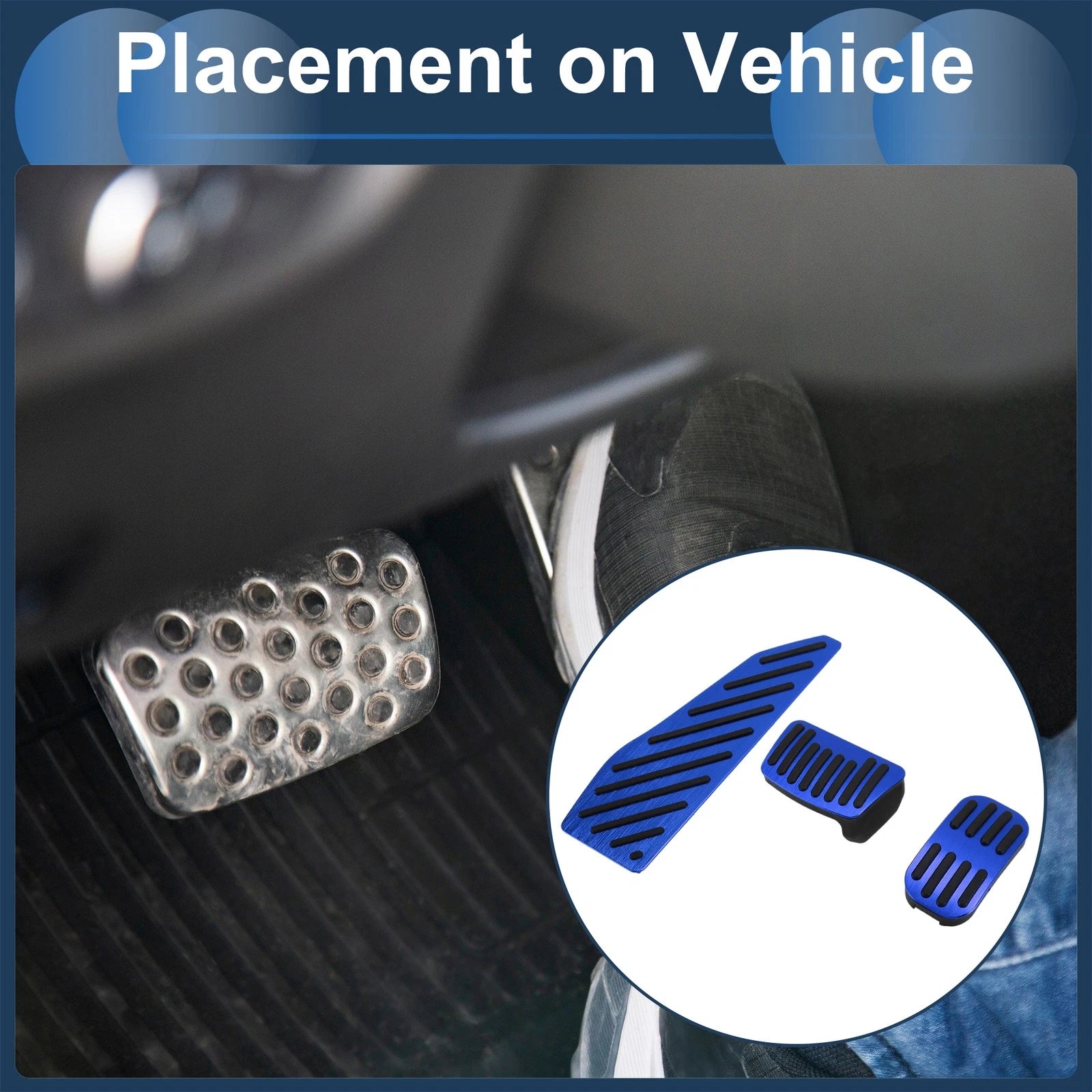 3 Pcs Automatic Accelerator Pedal Covers for Toyota Corolla Cross Blue (2020–2024)