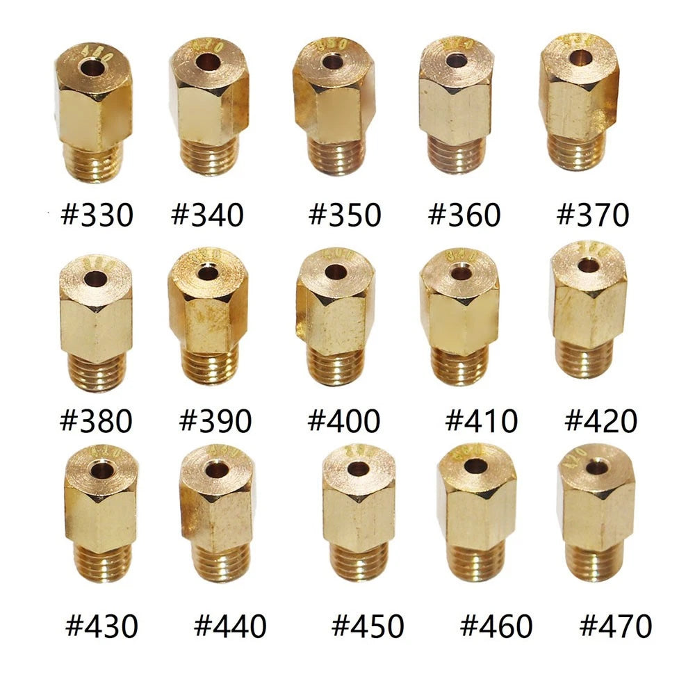 15Pcs Carburetor Main Jets for Mikuni VM TM TMX (#330-#470)